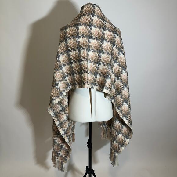 Calvin Klein Multicolor Houndstooth Knit Scarf Wrap Fringe 23" x 74" Winter - Picture 4 of 9